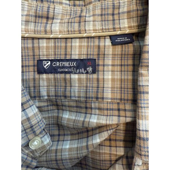 Men's Cremieux Tan and Blue Plaid Long Sleeve Button Down Size XL - Picture 3 of 9
